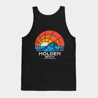 Holden Beach, NC Stained Glass Sunrise and Waves Tank Top